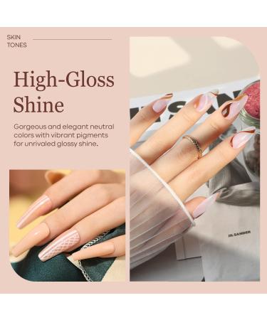 Modelones Gel Nail Polish -6 Colors Nude Pink Gel Polish Set Skin Tones Neutral Brown Soak Off Gel Nail Kit Manicure DIY Nail Art Salon Home Gift - Buy Online on GoSupps.com
