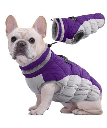 Kuoser waterproof dog coat cold weather winter warm jacket for small medium -sized dogs cozy dog sweater with fleece lined reflective puppy winter vest pet clothing m purple
