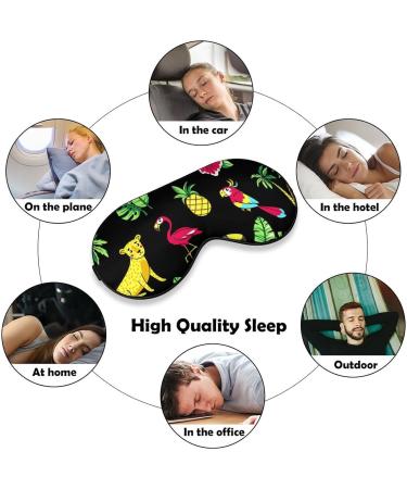 Tropic Palm Tree and Animal Sleep Mask Eye Cover for Sleeping Blindfold with Adjustable Strap Blocks Light Night Travel Nap for Men Women - Buy Online on GoSupps.com