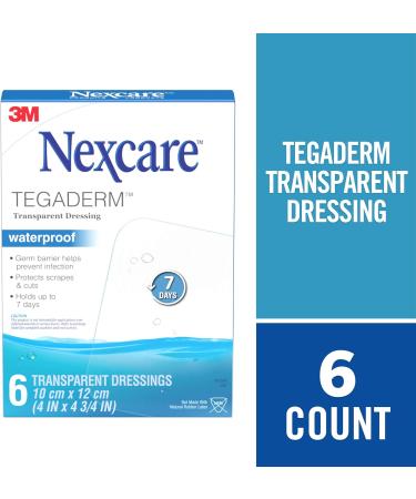 Nexcare Tegaderm Transparent Dressing H1626-06-CA Waterproof 4 in x 4 3/4 in (10 cm x 12 cm) 6/Pack 4 in 6 Count - Buy Online on GoSupps.com