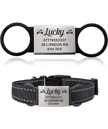 Dog Tag Personalised Dog Name Tag ID Tag for Pets Dogs Cats Engraved UK Slide On Collar Dog Tags 4 Colours Different Fonts Name Identity Tags(Black and Silver L) - Buy Online on GoSupps.com
