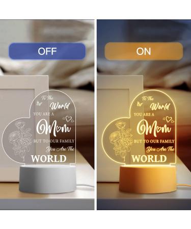Engraved Mum Birthday Night Light - Touching Gift from Daughter/Son - Mum Birthday Lamp - Buy Online on GoSupps.com