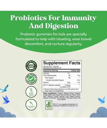 Kids Probiotic Gummies with Bacillus Subtilis - Immune Booster, Colon Detox, Digestive Health - Constipation Relief - Kids Vitamins Gummy - Buy Online on GoSupps.com