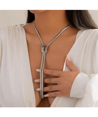 Shop OralGos Fashion Long Snake Chain - Versatile Silver Knotted Necklaces for Women | International Shipping Available - Buy Online on GoSupps.com