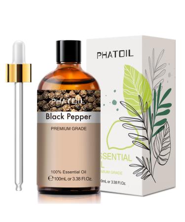PHATOIL Black Pepper Essential Oil 100ML 100% Pure Therapeutic Grade Black Pepper Essential Oils for Diffuser Humidifier Aromatherapy Bath Relax Pack of 1 Black Pepper 100.00 ml (Pack of 1)