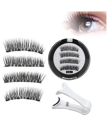 GeRRiT Magnetic Eyelashes Reusable Magnetic Eyelashes Magnetic Fake Eyelashes with Applicator 3D Magnetic False Eyelashes No Glue Natural Look KS01-4