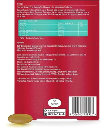 Seven Seas Omega-3 Fish Oil Extra Strength One-A-Day with Vitamin D - 30 High Strength Tablets - Buy Online on GoSupps.com