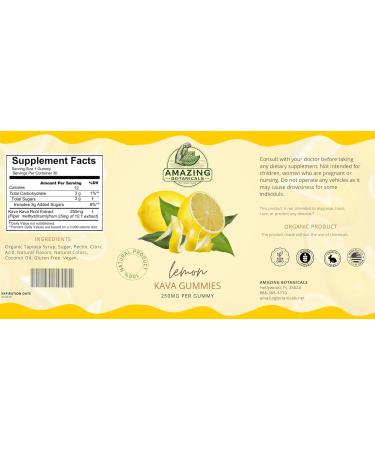 Amazing Botanicals Zesty Lemon Kava Gummies - 250mg per Gummy - Natural Sleep Aid for Relaxation & Restful Nights, Non-GMO, Vegan, Gluten-Free - 30 Gummies - Buy Online on GoSupps.com