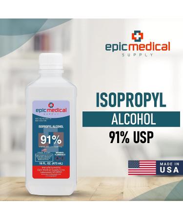 2-Pack Isopropyl Alcohol 91% 16 oz. Bottle Multipurpose Antiseptic for First Aid by Epic Medical Supply - Buy Online on GoSupps.com