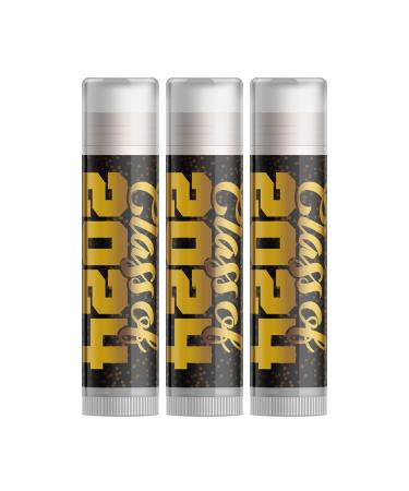 Class of 2024 Graduation Lip Balm - Black & Gold - Set of Three