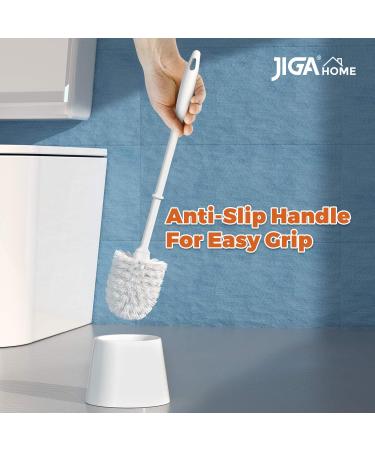 JIGA 3 Pack Toilet Brush Set with Holder - Bathroom Stiff Bristles Scrub Brush White - Buy Online on GoSupps.com