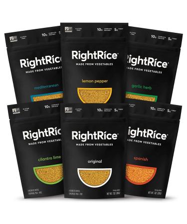 RightRice - Variety Pack (7oz. Pack of 6) - Made from Vegetables - High Protein, Vegan, non GMO, Gluten Free Variety Pack 1 Count (Pack of 6)