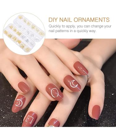 2 Boxes Nail Art Accessories Hollow Nail Art Studs Manicure Sequins Gold Nail Charms Rhinestone Stickers Nail Art Decoration Exquisite Manicure Decors Gem 3d Zinc Alloy Metal - Buy Online on GoSupps.com
