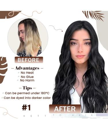 Hetto Real Hair Microring Extensions - Black Remy Hair 45cm 50g - Invisible & Smooth Hair Recovery - Buy Online on GoSupps.com