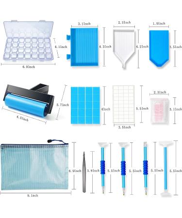 Hulameda 56pcs 5D Diamond Painting Tools Set with 28 Grids Box and Roller - Blue | Diamond Painting Accessories for Kids and Adults - Buy Online on GoSupps.com