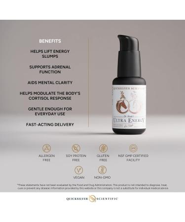 Quicksilver Scientific Dr. Shade's Ultra Energy - Liposomal Adaptogenic Adrenal Energy + Cognitive Support Supplement with Rhodiola Reishi Ashwagandha for Women + Men (1.7 fl oz / 50ml) - Buy Online on GoSupps.com