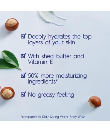 Dial Body Wash Healthy Hydration Shea Butter Extract + Vitamin E 16 fl oz (Pack of 4) Gentle Leaves Skin Feeling Soft In 1 Shower Dermatologist-Tested No Parabens & Silicones - Buy Online on GoSupps.com