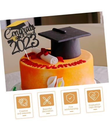 BESTonZON 6pcs 2023 Graduation Cake Decorating cake letters cupcake decorating graduation party favors class a customs 2022 graduation cake picks class of 2022 Glitter paper make up Ornament As Shown 15x14.3cm - Buy Online on GoSupps.com