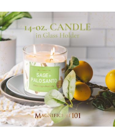 Sage & Palo Santo Energy Cleansing Candle - 14-oz. Glass Holder | 100% Natural Soy Wax & Essential Oils | Smudging, Aromatherapy, Meditation | Housewarming Gift - Buy Online on GoSupps.com