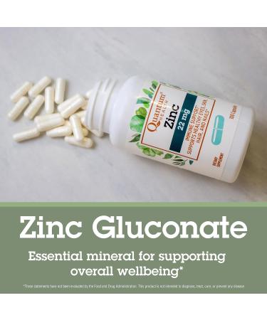 Quantum Health Zinc Gluconate 22mg Daily Immunity Boost Supplement Supports Energy Healthy Eyes Hair Skin & Nails - Essential Mineral Immune Support for Women & Men - 100 Capsules - Buy Online on GoSupps.com