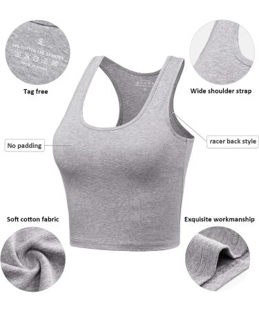 Women's Sports Crop Tank Tops 3-Pack - Racerback Workout Tanks for Running Yoga Gym - Black White Grey - Medium Size - Buy Online on GoSupps.com