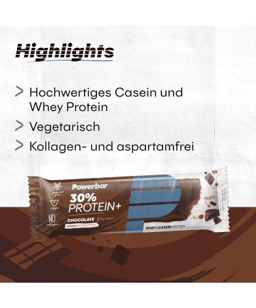 Buy Powerbar 30% Protein Plus Chocolate - High Protein Bar 15x55g - Whey & Casein Collagen-Free - International Shipping Available - Buy Online on GoSupps.com