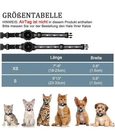 JiaraRui Reflective AirTag Cat Neck Band - Adjustable GPS Collar for Cats & Puppies - Black 7-9 inch - Buy Online on GoSupps.com