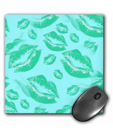 3dRose Two Kisses Collided Lip Affectionate Aqua Colored Lips Pattern - Mouse Pads (mp_357228_1)