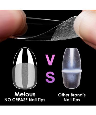 Short Oval Soft Gel Nail Tips - Melous 600PCS Pre Buff Full Cover Half Matte Clear False Nails for DIY Manicure - Buy Online on GoSupps.com