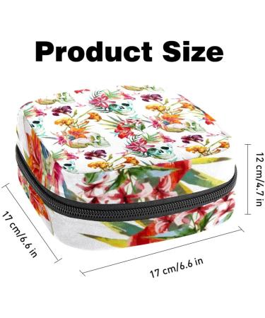 MUOOUM Skull Flower Pattern Sanitary Napkin Storage Bag | Menstrual Cup Pouch for Women | Portable Period Bag for Teen Girls | Multi-colored - Buy Online on GoSupps.com