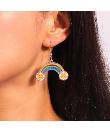 Feyley Earrings - Acrylic Pendant Earrings for Women | Lightweight Cartoon Fashion Jewelry for Everyday & Casual Dates | Colorful Rainbow Design - Buy Online on GoSupps.com