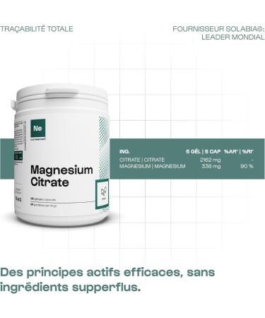 100% Pure Magnesium Citrate | French Minerals Dosed for Athletes For Recovery & Energy Cardiovascular Protection Vegan Dietary Supplement | Nutrimuscle | 400 Capsules - Buy Online on GoSupps.com