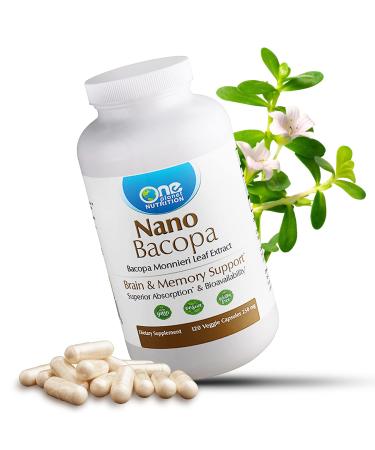 One Planet Nutrition Nano Bacopa 250 mg, Bacopa Monnieri Capsules, Bacopa Monnieri Leaf Extract Supplements, Non-GMO, Gluten-Free Brain Supplement - 120 Capsules