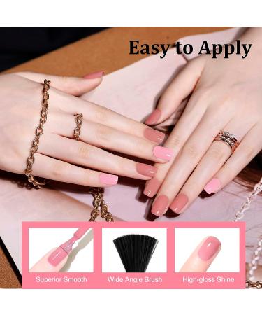 LKE Gel Nail Polish Kit with 72W UV Nail Lamp | 6 Nude Pink White Colors | Gel Top & Base Coat | DIY Manicure Set for Women - M02-Pink Nude - Buy Online on GoSupps.com