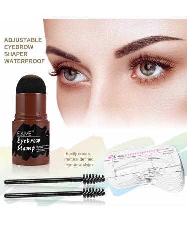 Eyebrow Stamp Shaping Kit - Long Lasting Buildable Eyebrow Makeup with 10 Stencils and 2 Brushes - Medium Brown - Buy Online on GoSupps.com