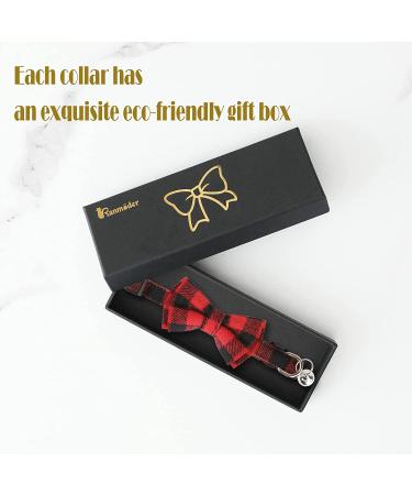 BANMODER Cat Collar Breakaway with Cute Bow Tie and Bell - Personalized Plaid & Flower Patterns - Adjustable Kitten Safety Collars - 1 or 2 Pack Gift (Red) - Buy Online on GoSupps.com
