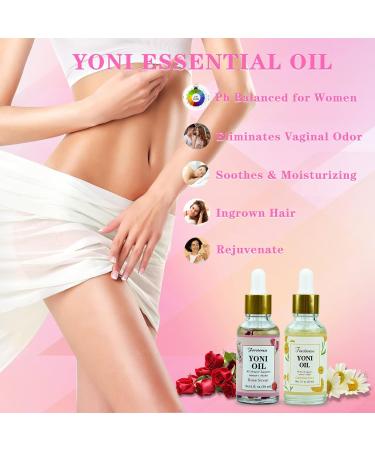2-Pack Natural Yoni Oil Feminine Wash - Ph Balanced, Eliminates Vaginal Odor, Soothes Ingrown Hair - Rose/Calendula - 30ml - Buy Online on GoSupps.com