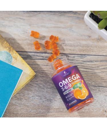 Omega 3 6 9 Vegan Gummies - Triple Strength Heart & Brain Support Supplement - Non-GMO Orange Flavor - 60 Count - Buy Online on GoSupps.com