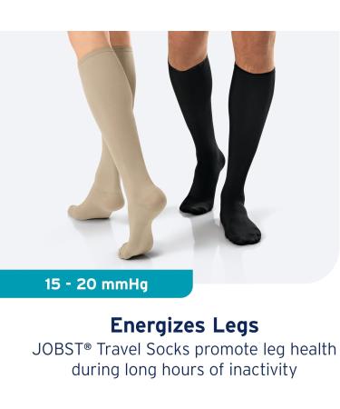 Jobst Travel Knee High Compression Socks - Prevent Deep Vein Thrombosis - 15-20 mmHg - Unisex Black XL - Buy Internationally - Buy Online on GoSupps.com