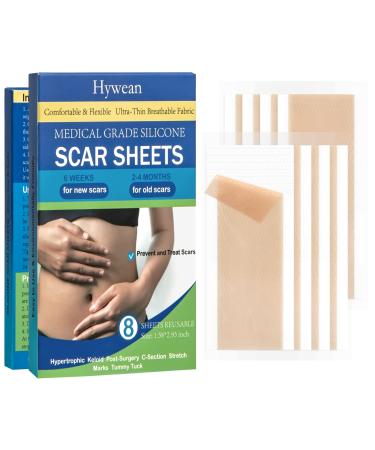 8 Pack Scar Away Silicone Scar Sheets Breathable & Reusable Silicone Scar Tape Ultra-Thin Silicone Scar Strips for C-Section Surgery Burn Post Surgery & Stretch Marks