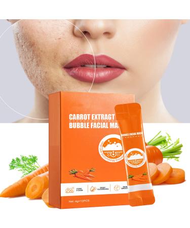TANGERINR 2023 New Magical Carrot Bubble Mask Carrot Pore Purifying Bubble Mask Carrot Extract Bubble Facial Mask CarrotHue Carrot Bubble Clarifying Mask Compound Acid Carrot Foam Facial Mask (12PCS)