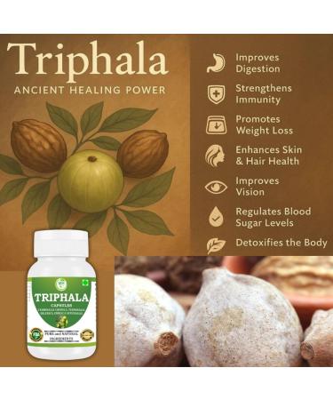 Morsan Healthcare Triphala (Amalaki Haritaki Bibhitaki) Capsules Pure and Natural Pack of 60 x 500 mg. Veg. Capsules (1) - Buy Online on GoSupps.com