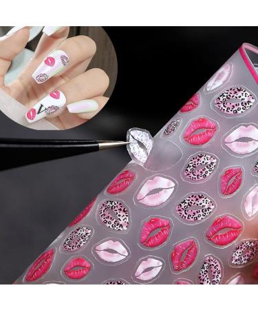 DIY Nail Decorations Manicure Lovely Red Lips Nail Art Stickers Nail Decals Self-Adhesive - Buy Online on GoSupps.com