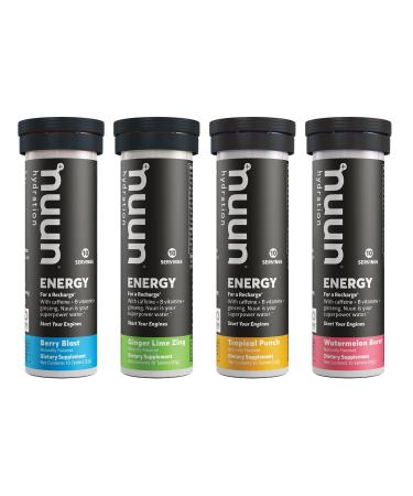 Nuun Energy: Caffeine, B Vitamins, Ginseng, Electrolyte Drink Tablets, Mixed Flavors, 40 Count Mixed Flavors 10 Count (Pack of 4)
