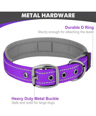 Joytale Softly Padded Neoprene Dog Collar for Large Dogs - Reflective Nylon Purple - 1 Pack - Buy Online on GoSupps.com