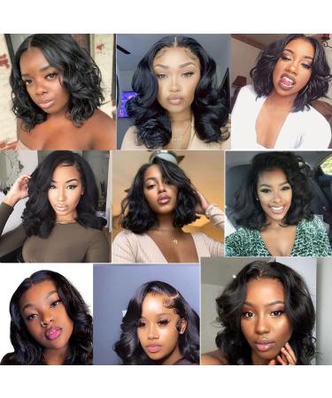 Apomedite 10 Inch Short Bob Human Hair Wig | Body Wave Lace Closure Wig for Black Women | Pre Plucked Glueless Ocean Wavy Lace Front Wig - Natural Color - Buy Online on GoSupps.com