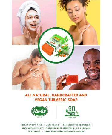 Organic Turmeric Soap Bars - Handcrafted Vegan Ayurvedic Formula - 10.6 Ounce (Pack of 4) - Buy Online on GoSupps.com