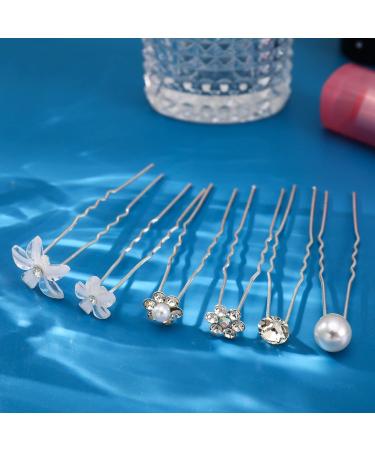 AUXSOUL Bridal Hair Pins - Crystal Pearl U-Shaped Diamond Clips for Wedding - 30Pcs (6 Styles) - Buy Online on GoSupps.com