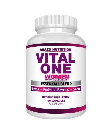 Arazo Nutrition Vital One Multivitamin for Women - Daily Wholefood Supplement - 90 Vegan Capsules