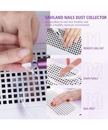 Saviland 80W Nail Dust Collector - Powerful Salon Dust Extractor with 2 Fans, 2 Bags, One Button Control for Acrylic, Dip Powder, Gel Polish - Purple - Buy Online on GoSupps.com